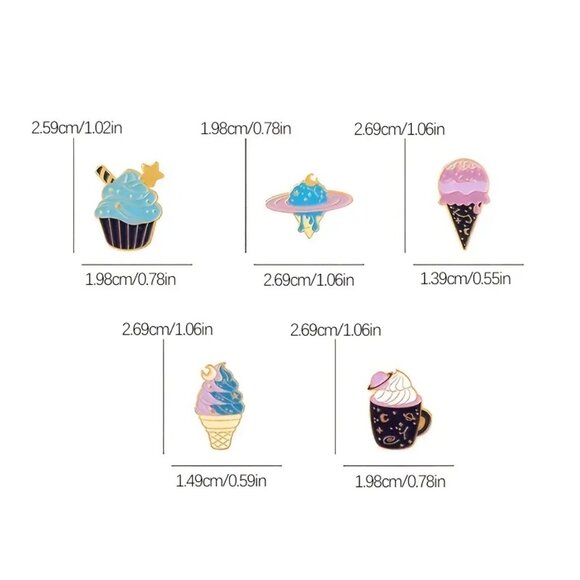 Celestial Galactic Sweets & Treats Alloy Pin 5-Piece Set - Brand New in Gift Box - Picture 6 of 16